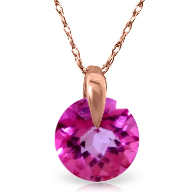 fashionable pendant necklace -1 CTW 14K Solid Rose Gold Sundisk Pink Topaz Necklace