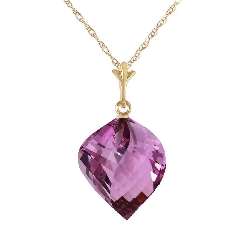 matching name necklace for friends -10.75 Carat 14K Solid Gold Necklace Twisted Briolette Amethyst