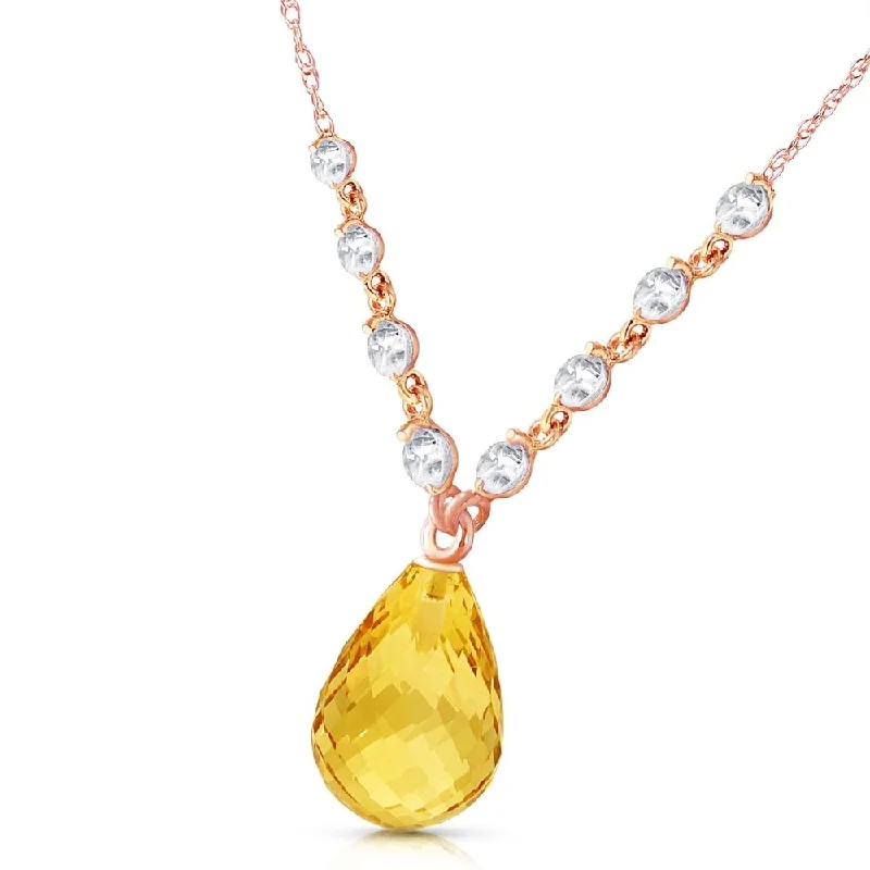 unique pendant necklace for birthday -11.3 Carat 14K Solid Rose Gold Dispense Confidence Citrine Diamond Necklace