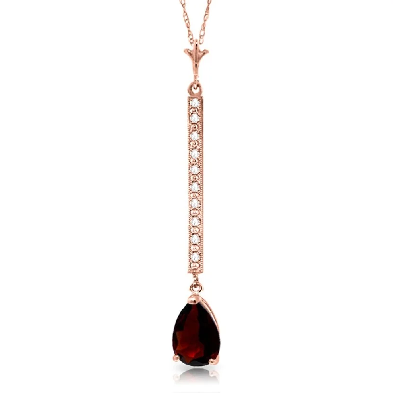 stylish crystal charm necklace -14K Rose Gold Diamond & Garnet Necklace Gemstone