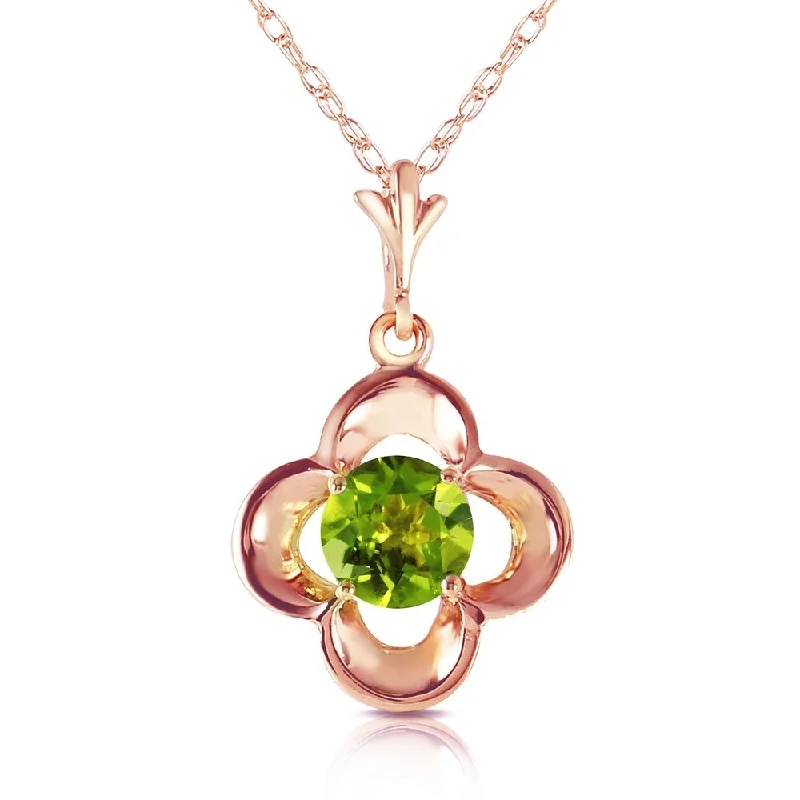 unique pendant necklace for women -14K Rose Gold Peridot Necklace Genuine