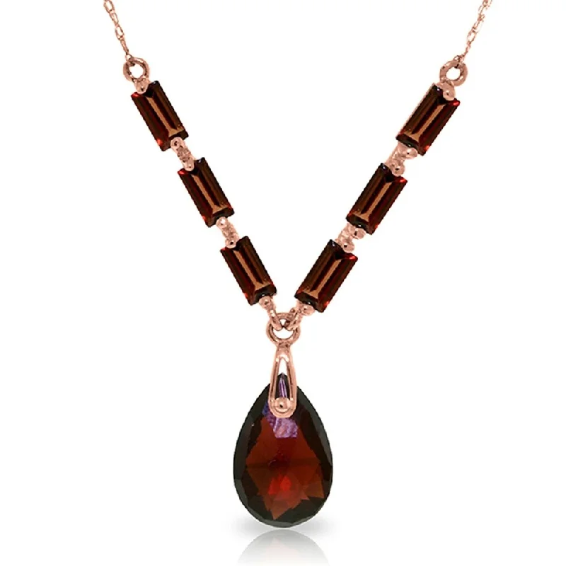 modern gold pendant for women -14K Solid Rose Gold Necklace with Natural Garnets