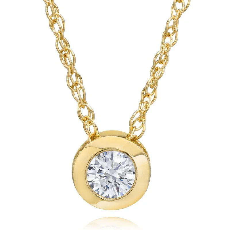 elegant gold necklace with pendant -14k Yellow Gold 1/4ct Diamond Bezel-set Pendant Necklace