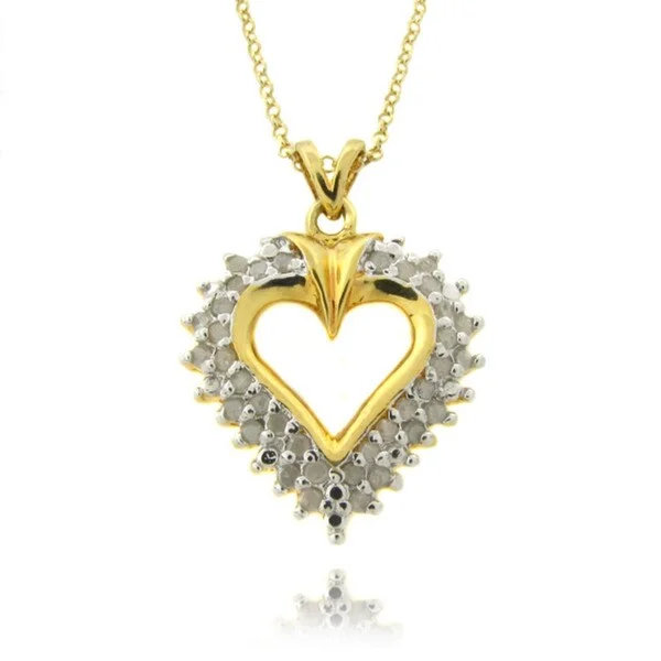 pendant necklace for anniversary -18k Gold over Silver 1/3ct TDW Diamond Heart Necklace (I-J, I2-I3)