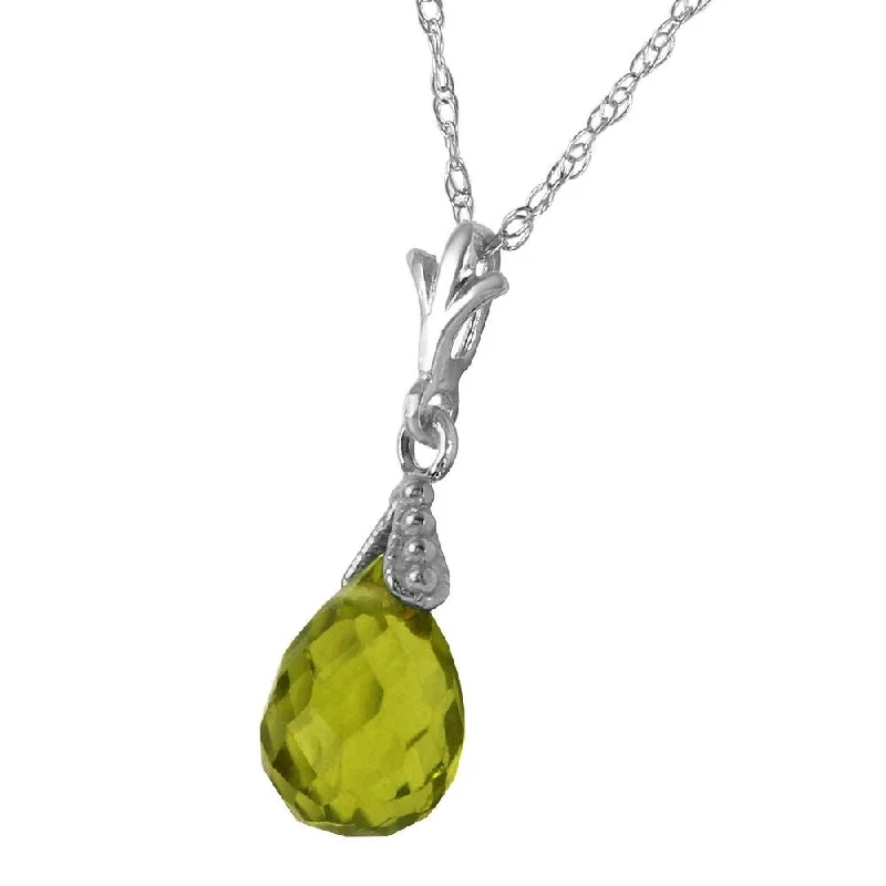 engraved gold pendant necklace -2.5 Carat 14K Solid White Gold Midst Of Memory Peridot Necklace