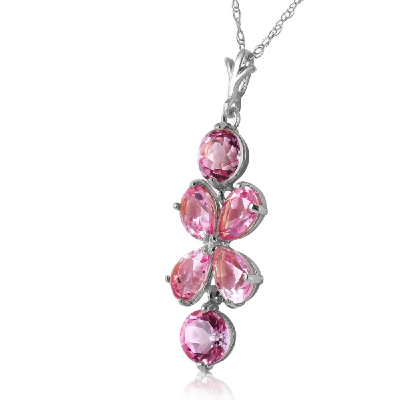 moonstone pendant necklace for women -3.15 Carat 14K Solid White Gold Vivian Pink Topaz Necklace