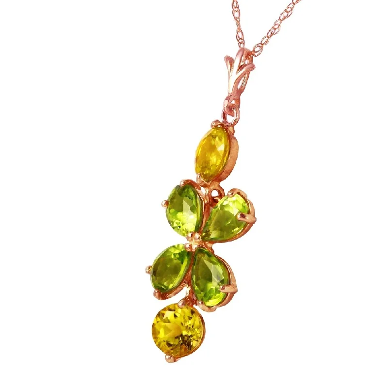 modern personalized pendant -3.15 CTW 14K Solid Rose Gold Necklace Peridot Citrine