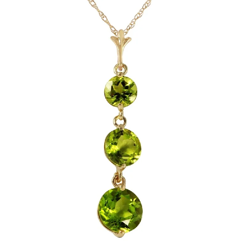 boho charm pendant necklace -3.6 Carat 14K Gold Necklace Natural Peridot