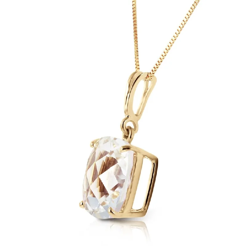 trendy letter pendant necklace -3.6 Carat 14K Solid Gold Necklace Natural Checkerboard Cut White Topaz