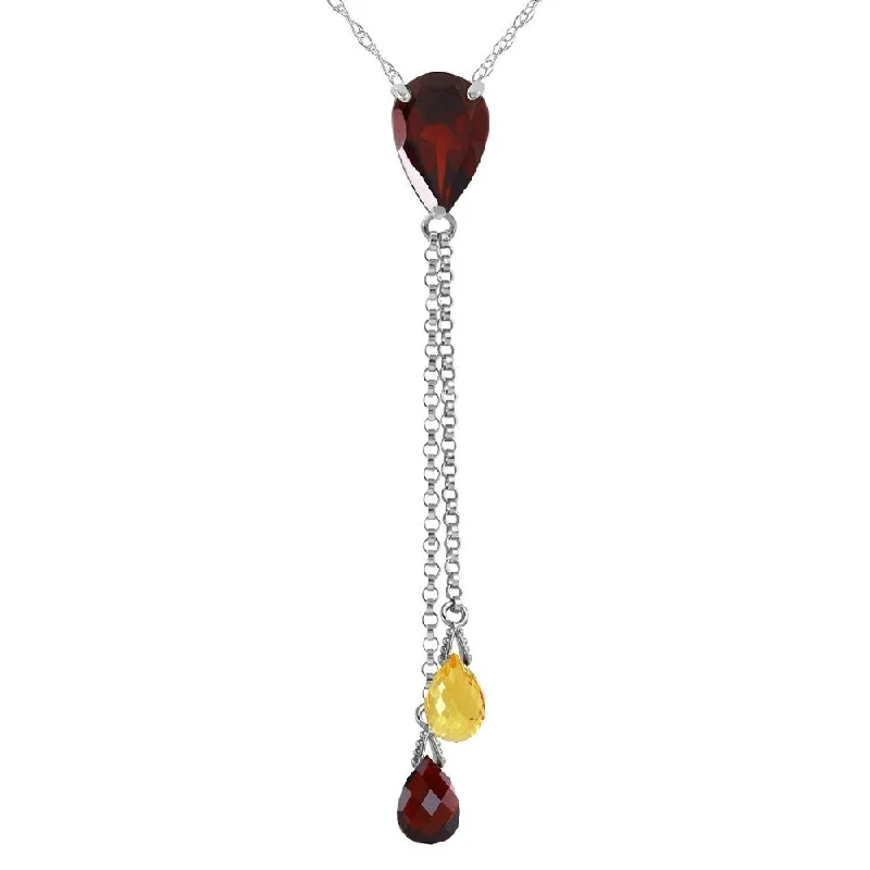 custom crystal pendant for necklace -3.75 Carat 14K White Gold Necklace Garnet Citrine