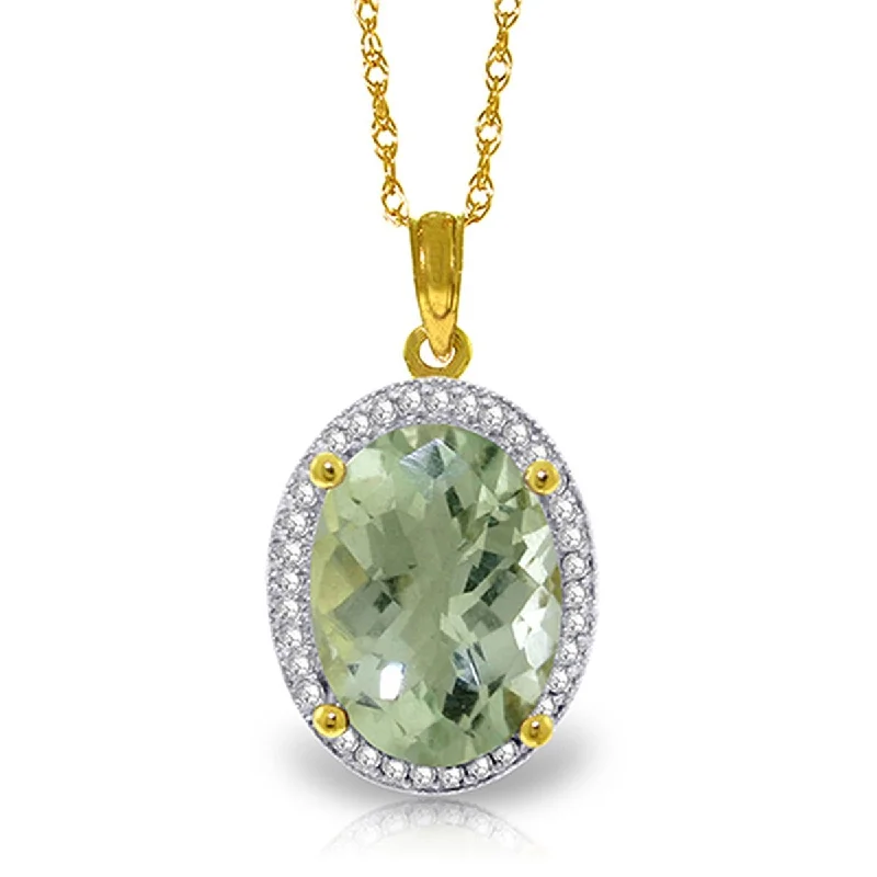 crystal pendant necklace for women -5.08 Carat 14K Solid Gold Loren Green Amethyst Diamond Necklace