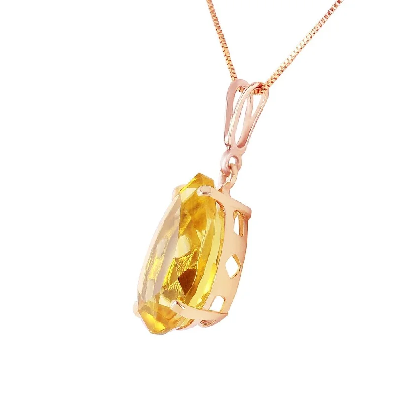 customized gold name necklace -5 CTW 14K Solid Rose Gold Teardrop Citrine Necklace