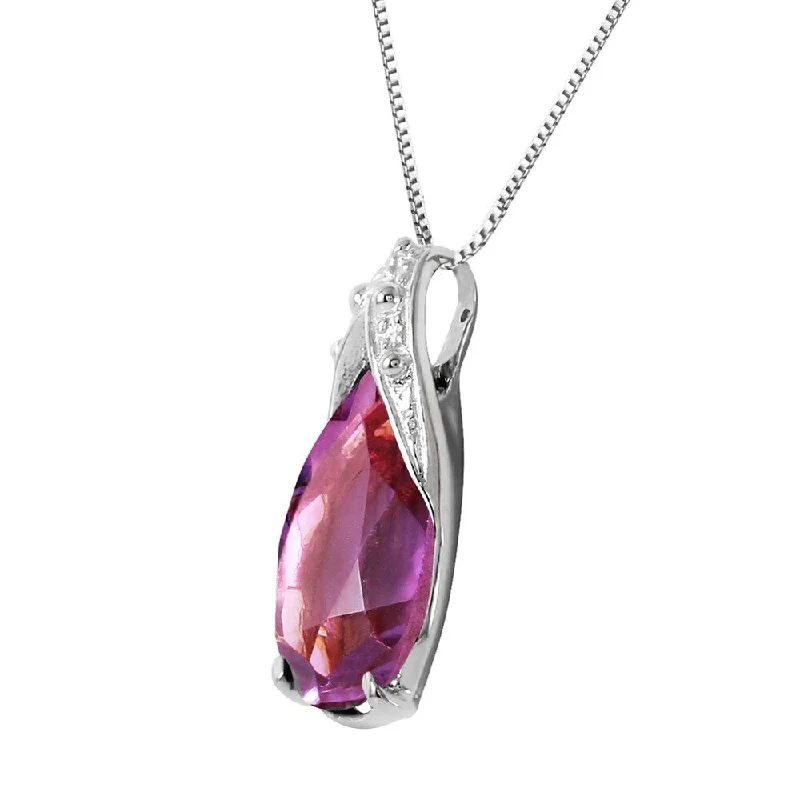 unique gold charm necklace -5 CTW 14K Solid White Gold Evening Wind Amethyst Necklace