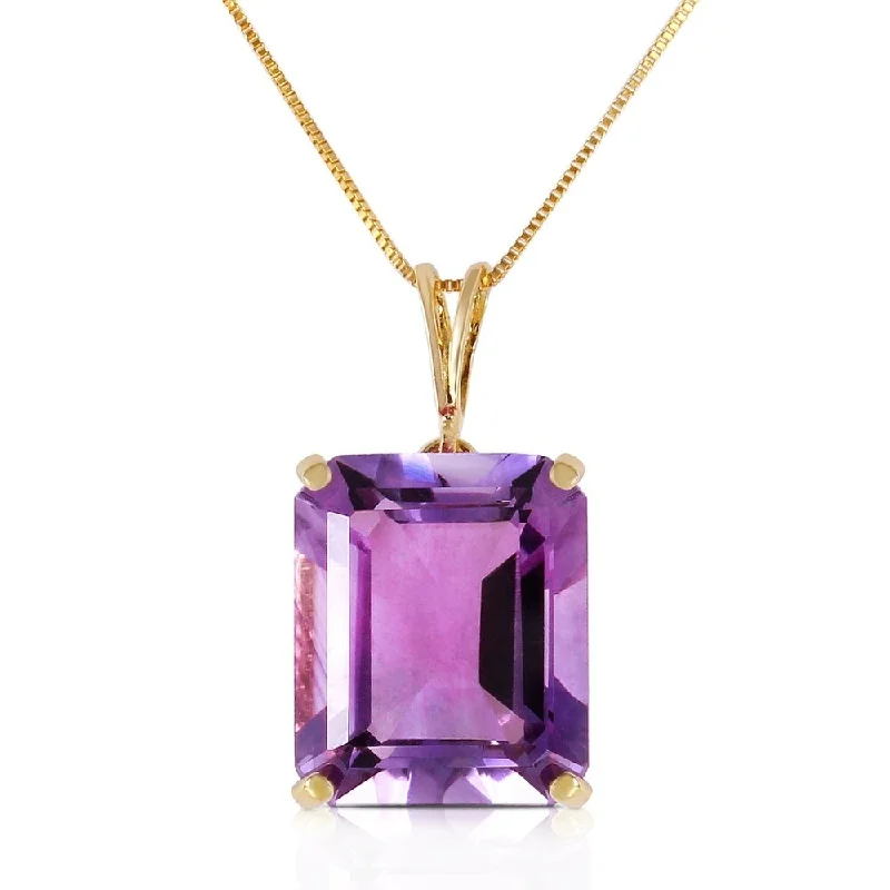 elegant silver necklace for women -6.5 Carat 14K Solid Gold Necklace Octagon Purple Amethyst