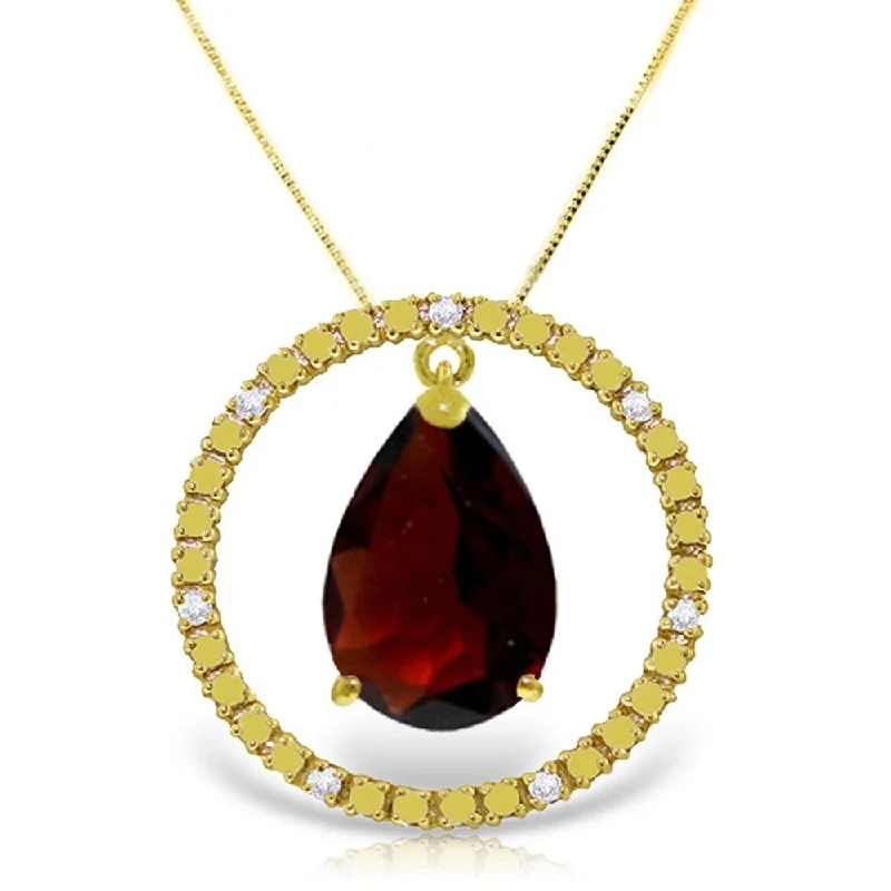 delicate pearl necklace -6.6 Carat 14K Gold Diamond Garnet Circle of Love Necklace