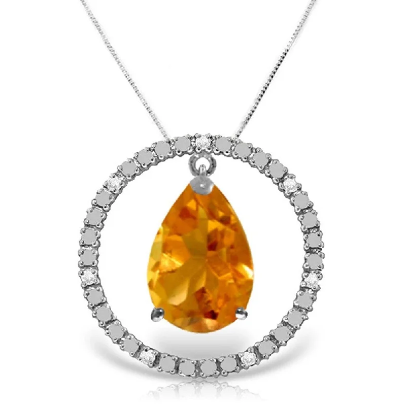 trendy heart-shaped necklace -6.6 Carat 14K White Gold Diamond Citrine Circle of Love Necklace