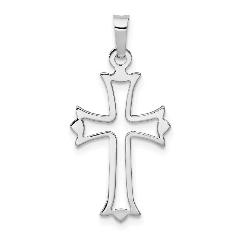 minimalist birthstone necklace -Diamond2Deal 14K White Gold Polished Cut out Fleur de Lis Cross Pendant (L- 27.91 mm, W- 13.67 mm)