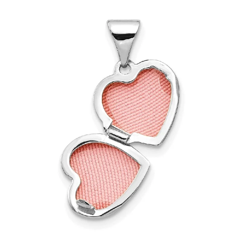 custom engraved necklace -Diamond2Deal 14K White Gold Polished Heart-Shaped Locket (W- 10 mm, L- 15.85 mm)