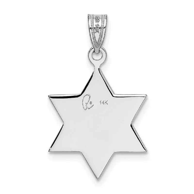 elegant gold heart necklace -Diamond2Deal 14K White Gold Star of David Pendant (L- 25 mm, W- 16 mm)