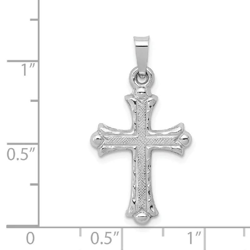 bohemian pendant necklace -Diamond2Deal 14K White Gold Textured and Polished Fleur de lis Cross Pendant (L- 26.5 mm, W- 14.5 mm)