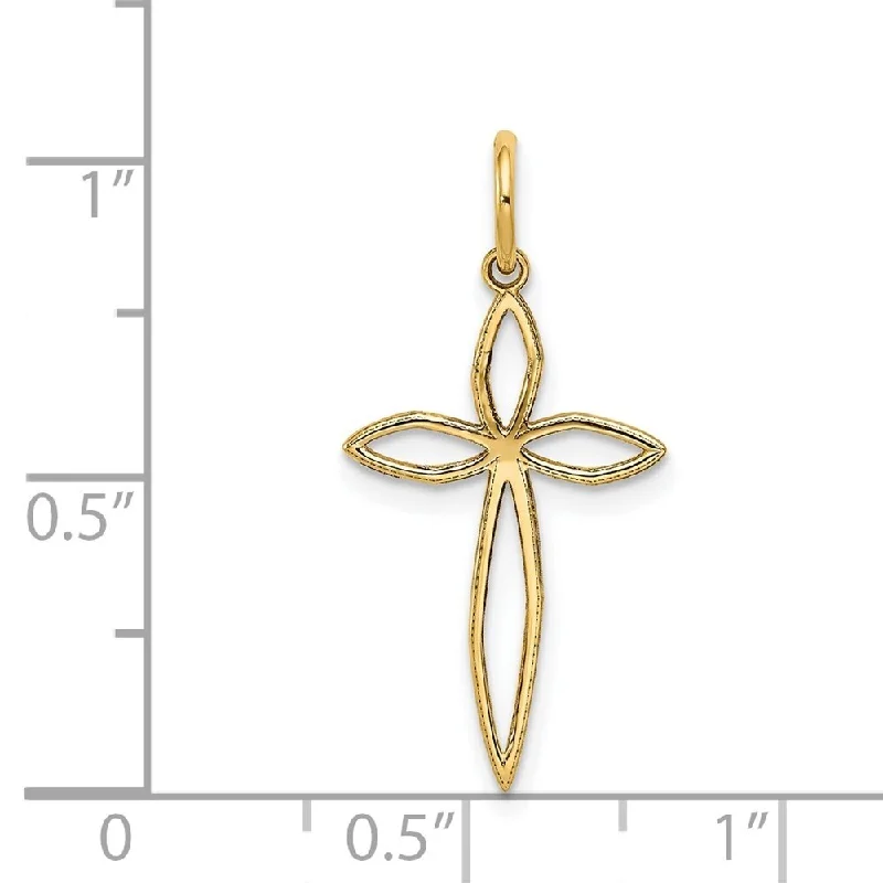 custom diamond necklace -Diamond2Deal 14K Yellow Gold Laser Designed Cross Pendant (L- 25 mm, W- 13 mm)