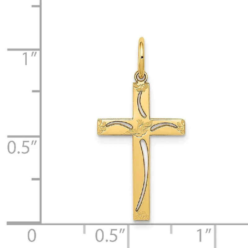 modern pendant with gemstone -Diamond2Deal 14K Yellow Gold Laser Designed Cross Pendant (L- 25 mm, W- 13 mm)