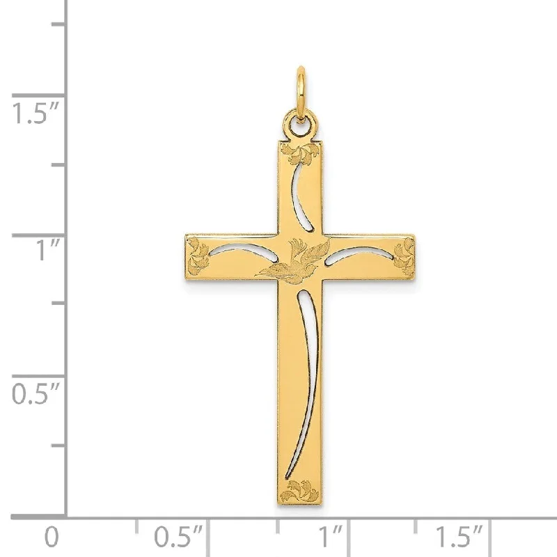 unique pendant for necklace gifts -Diamond2Deal 14K Yellow Gold Laser Designed Cross Pendant (L- 39 mm, W- 21 mm)