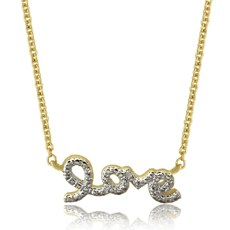 custom heart-shaped necklace -Finesque 18k Gold Overlay Diamond Accent 'Love' Necklace