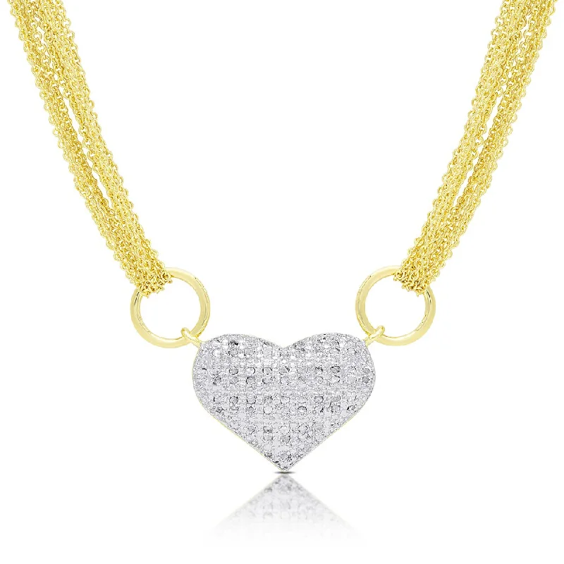 custom infinity pendant necklace -Finesque Gold or Silver Overlay 1/2ct TDW Diamond Multi Chain Heart Necklace