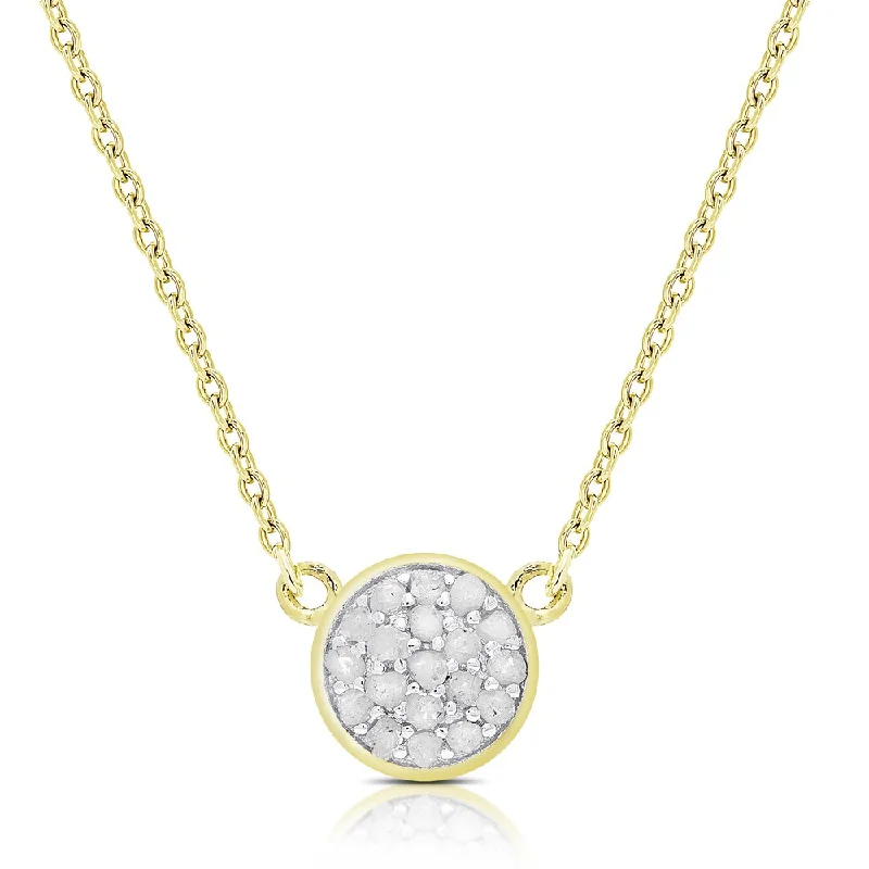 dainty necklace with pendant -Finesque Gold Over Silver Diamond Accent Circle Necklace