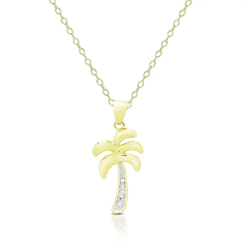 personalized chain necklace -Finesque Gold Overlay Diamond Accent Palm Tree Necklace