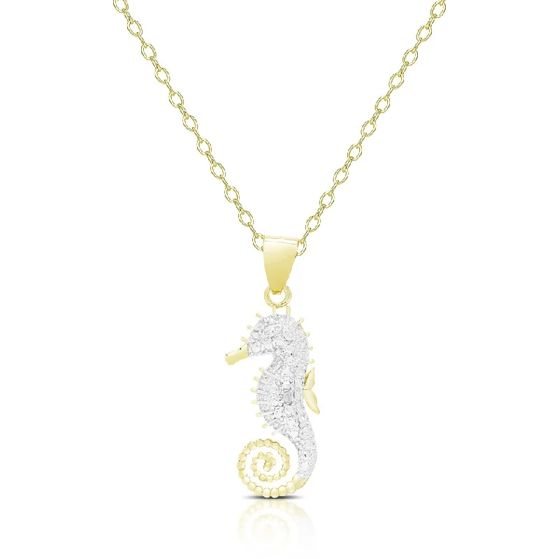 vintage gold heart necklace -Finesque Gold Overlay Diamond Accent Seahorse Necklace