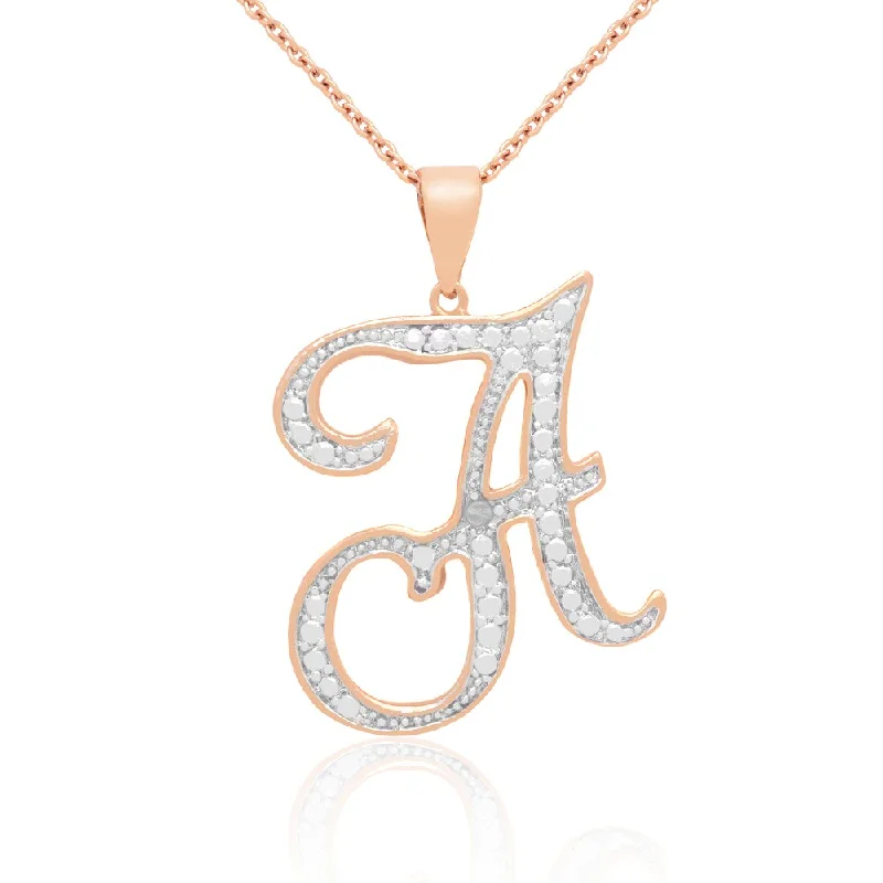 matching pendant necklaces for couples -Finesque Rose Gold Overlay Diamond Accent A to Z Option Initial Necklace