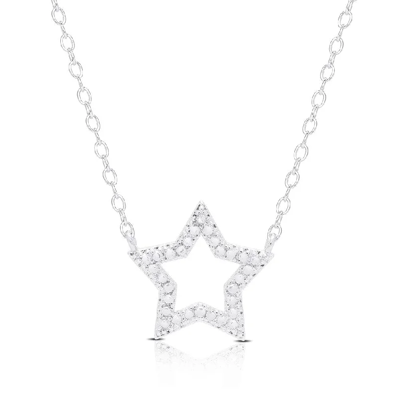 beautiful gemstone pendant necklace -Finesque Silver Overlay Diamond Accent Star Necklace