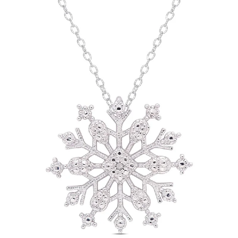 custom gold pendant necklace for women -Finesque Silverplated Diamond Accent Snowflake Necklace