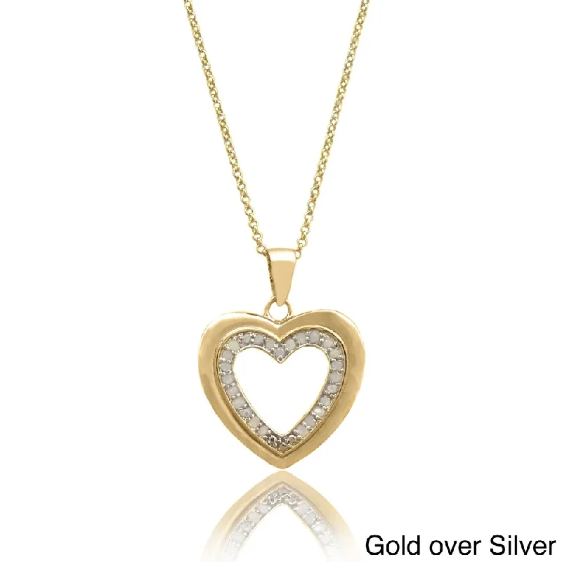 dainty silver pendant necklace -Finesque Sterling Silver 1/4ct TDW Diamond Heart Necklace