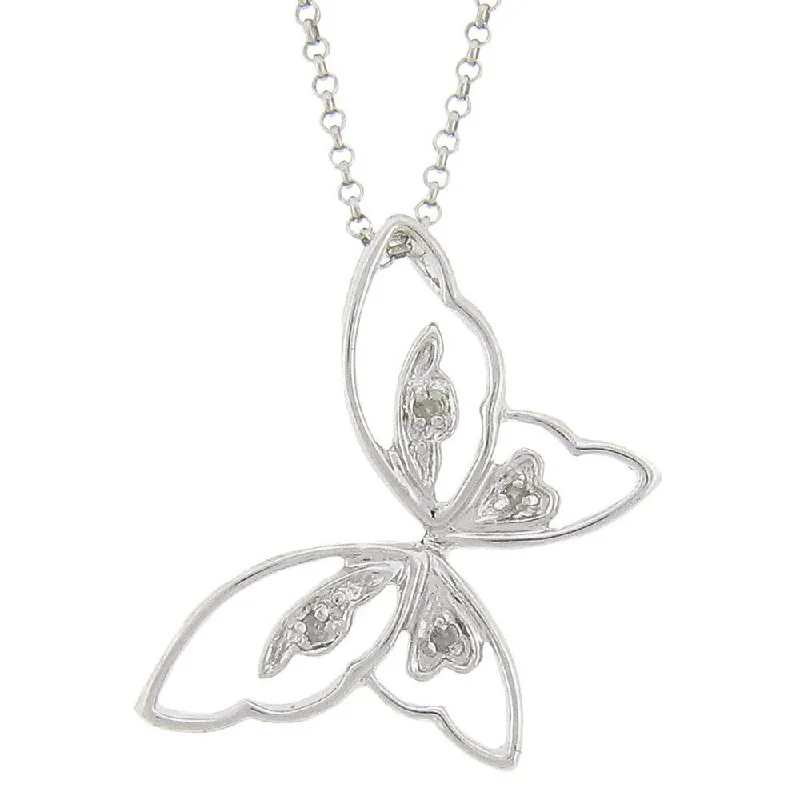 unique pendant necklace for women -Finesque Sterling Silver Diamond Accent Butterfly Necklace