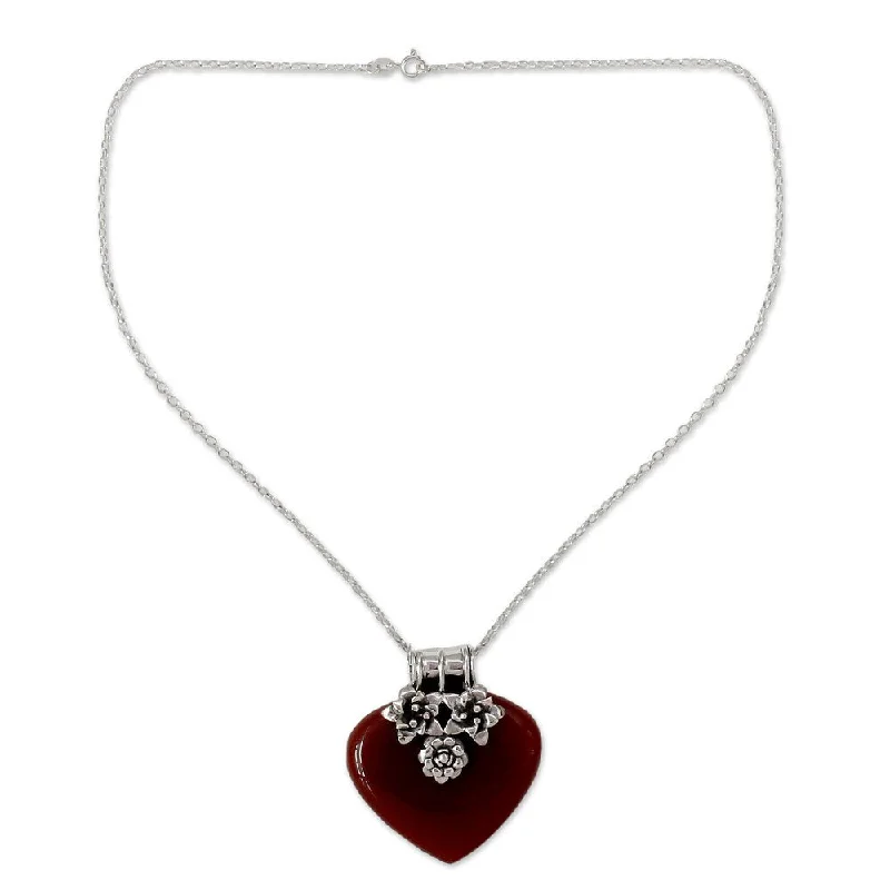 custom gold charm pendant necklace -Handmade Carnelian Heart Necklace, 'Love Declared' (India)