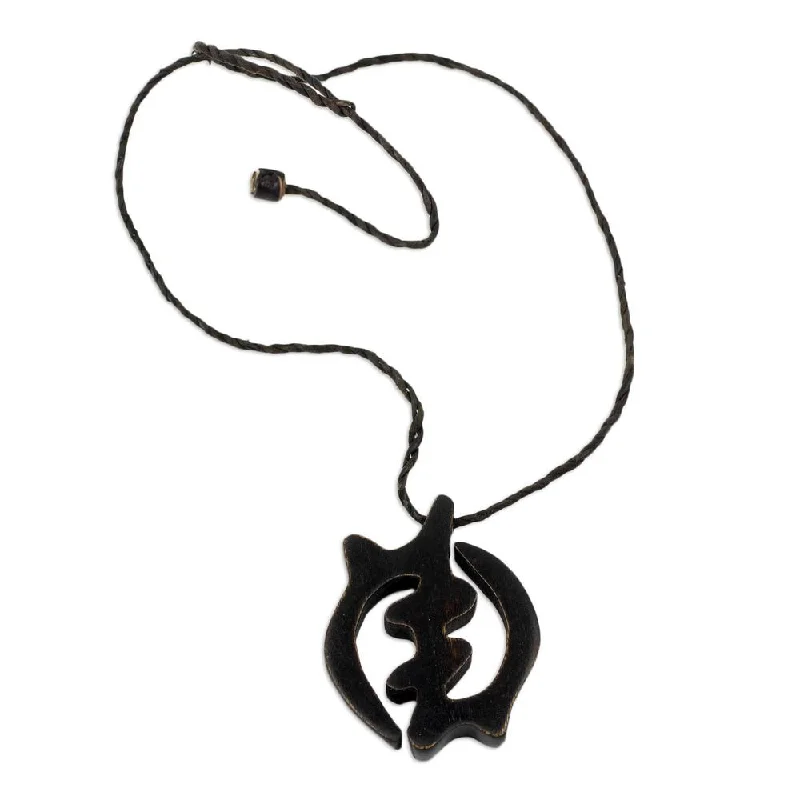 crystal charm necklace for women -Handmade Ebony Leather 'God-fearing Faith' Necklace (Ghana)