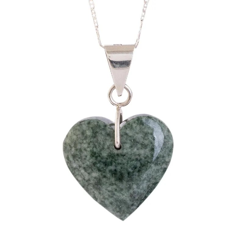 engraved gemstone pendant necklace -Handmade Jade Heart Necklace, 'Green Maya Heart' (Guatemala)