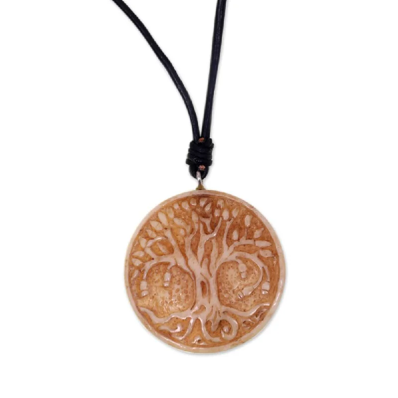 custom engraved necklace -Handmade Leather 'Sacred Tree' Necklace (Indonesia)