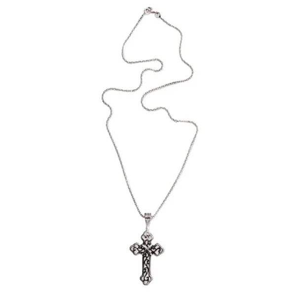 floral pendant for necklace -Handmade Luminous Faith Sterling Silver Cross Necklace (Indonesia) - 7'6" x 9'6" - 7'6" x 9'6"