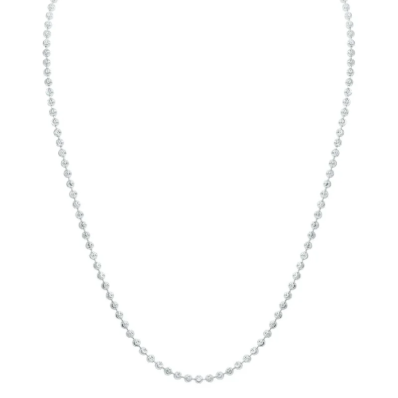 stylish silver pendant with charm -Marquee Jewels Sterling Silver 3MM Moon-Cut Bead Chain with Lobster Clasp - 18 Inch