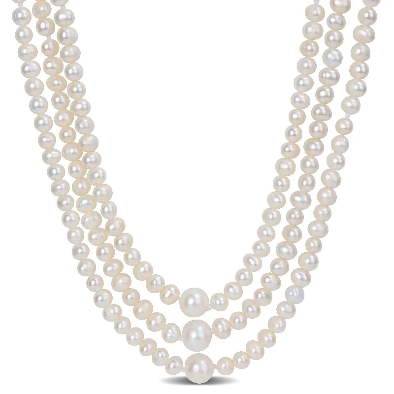 stunning diamond pendant necklace -Miadora 5-6mm & 8-8.5mm Cultured Freshwater Pearl Endless Necklace, 100 in - 100 in x 9.8 mm