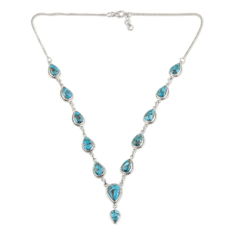 long gemstone necklace -NOVICA Aura of Beauty, Composite turquoise Y-necklace