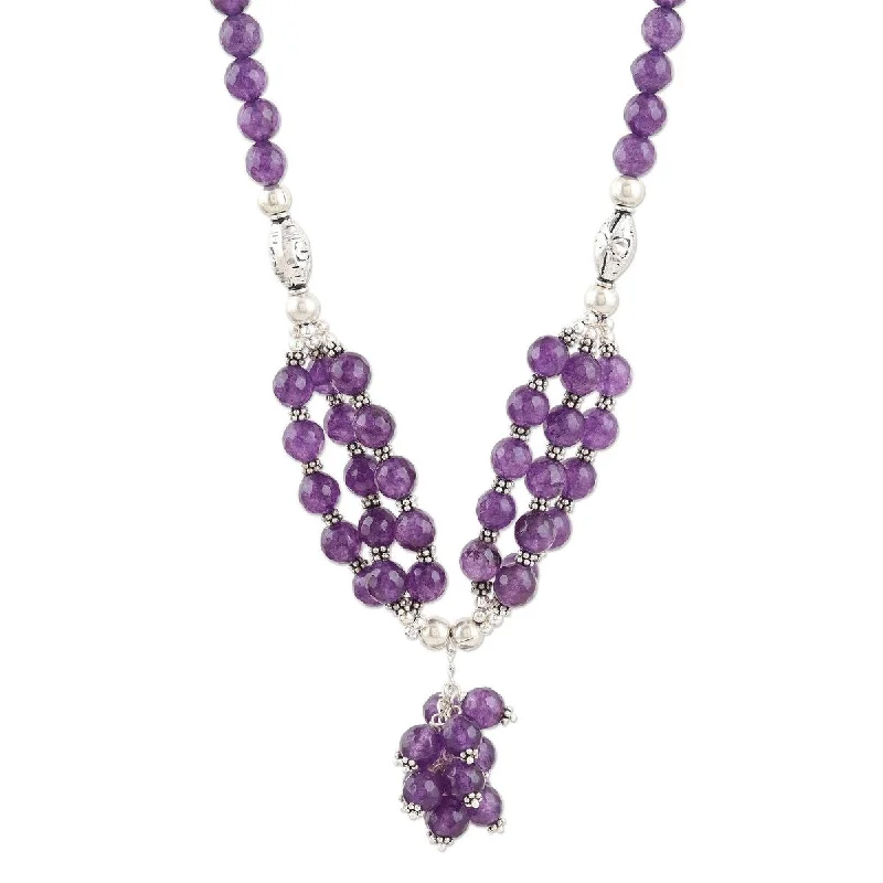 stylish pendant chain -NOVICA Bouquet in Purple, Amethyst pendant necklace