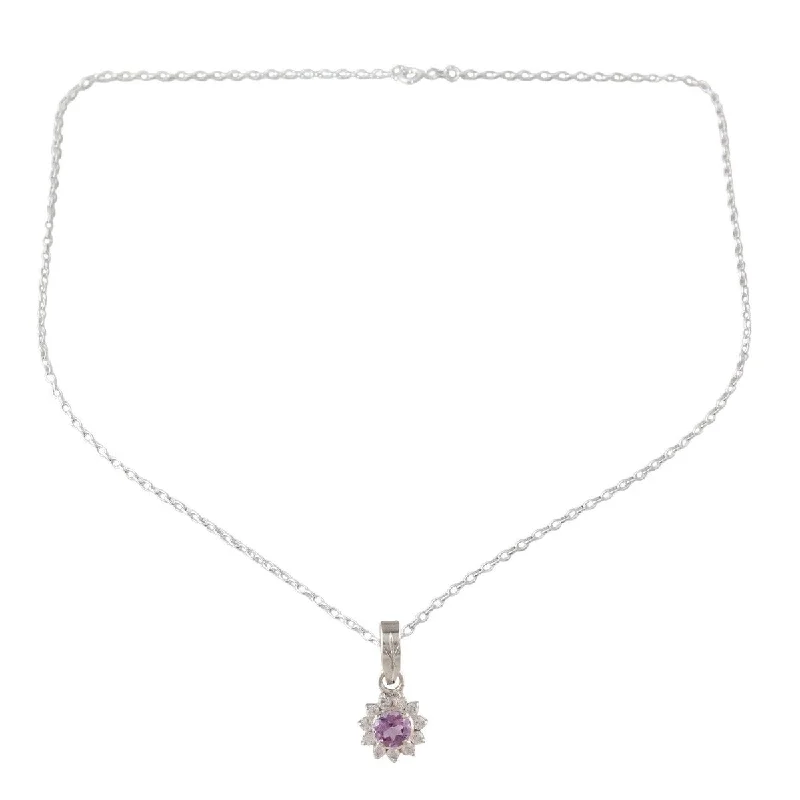 stunning gold choker necklace -NOVICA Gleaming Flower, Amethyst pendant necklace