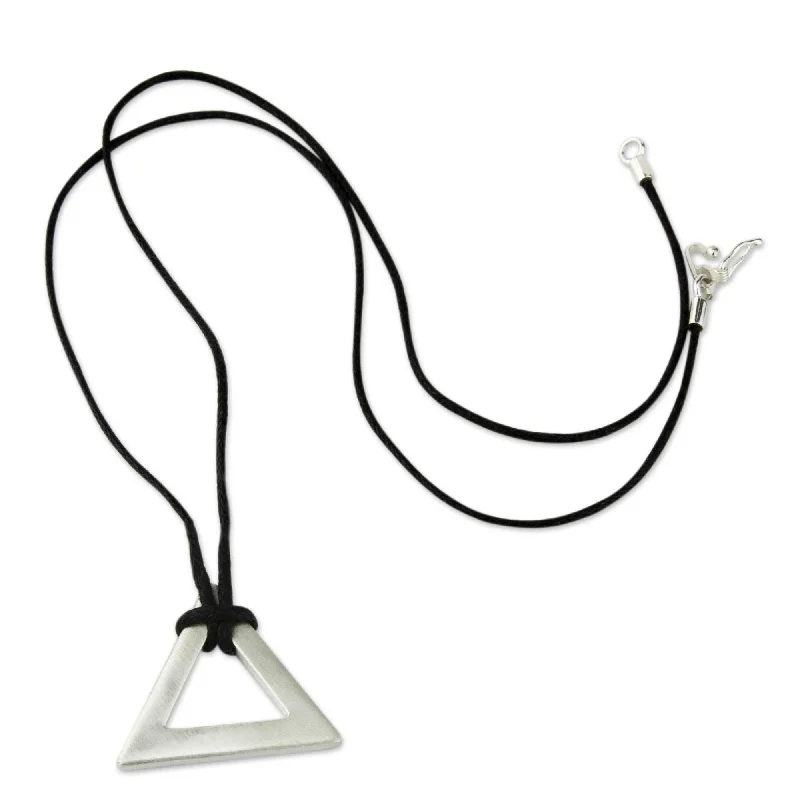 minimalist pendant necklace with engraving -NOVICA Handmade Men's Sterling Silver 'Perfect Triangle' Necklace (Peru)