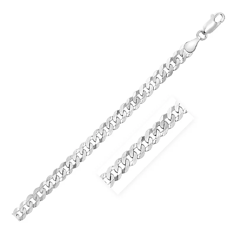 handmade necklace for gifts -Rhodium Plated 5.6mm Sterling Silver Curb Style Chain