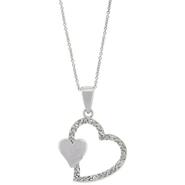 minimalist birthstone necklace -Sterling Silver 1/4ct TDW Diamond Heart Necklace (J-K, I3)